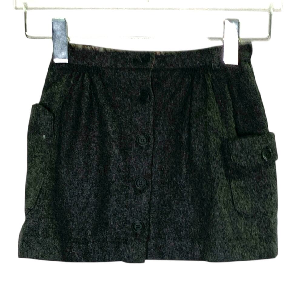 Bonpoint 8 Girls Charcoal Grey Mini Skirt Pleated Pockets Wool Blend Preppy